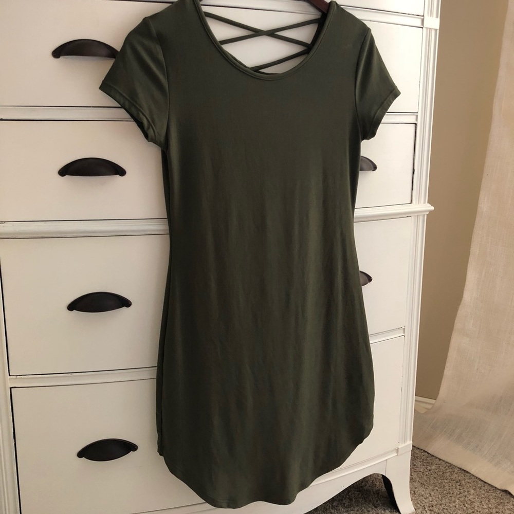 Super soft criss-cross olive dress